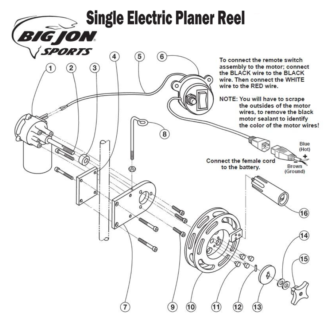 Order Big Jon Single Electric Planer Reel parts online from