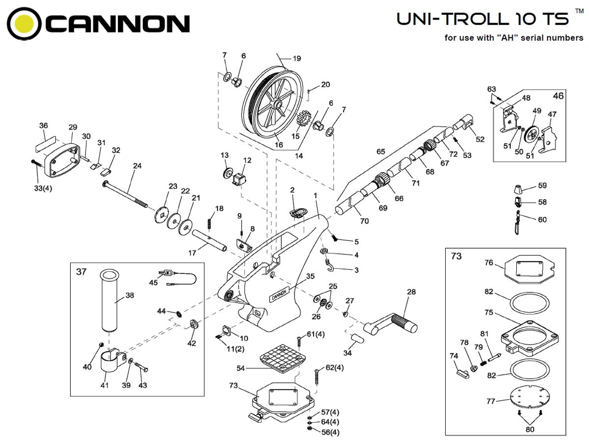 Order Cannon UniTroll 10 TS manual downrigger parts from